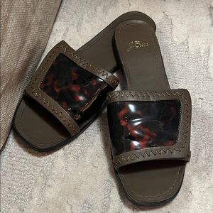 J. Crew Tortoiseshell Brown Slide Sandals